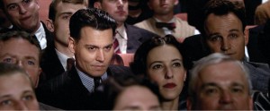 John Dillinger hiding in public.  Film Still, Public Enemies.