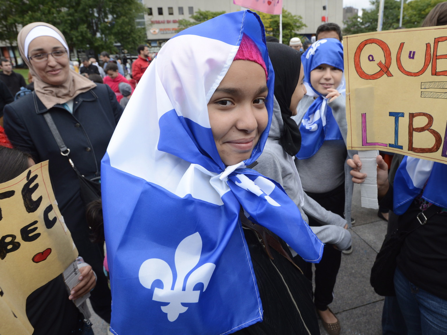 Demonstrators take part in a protest against Quebec's proposed Values Charter in Montreal on Saturday Sept. 14, 2013. THE CANADIAN PRESS/Ryan Remiorz