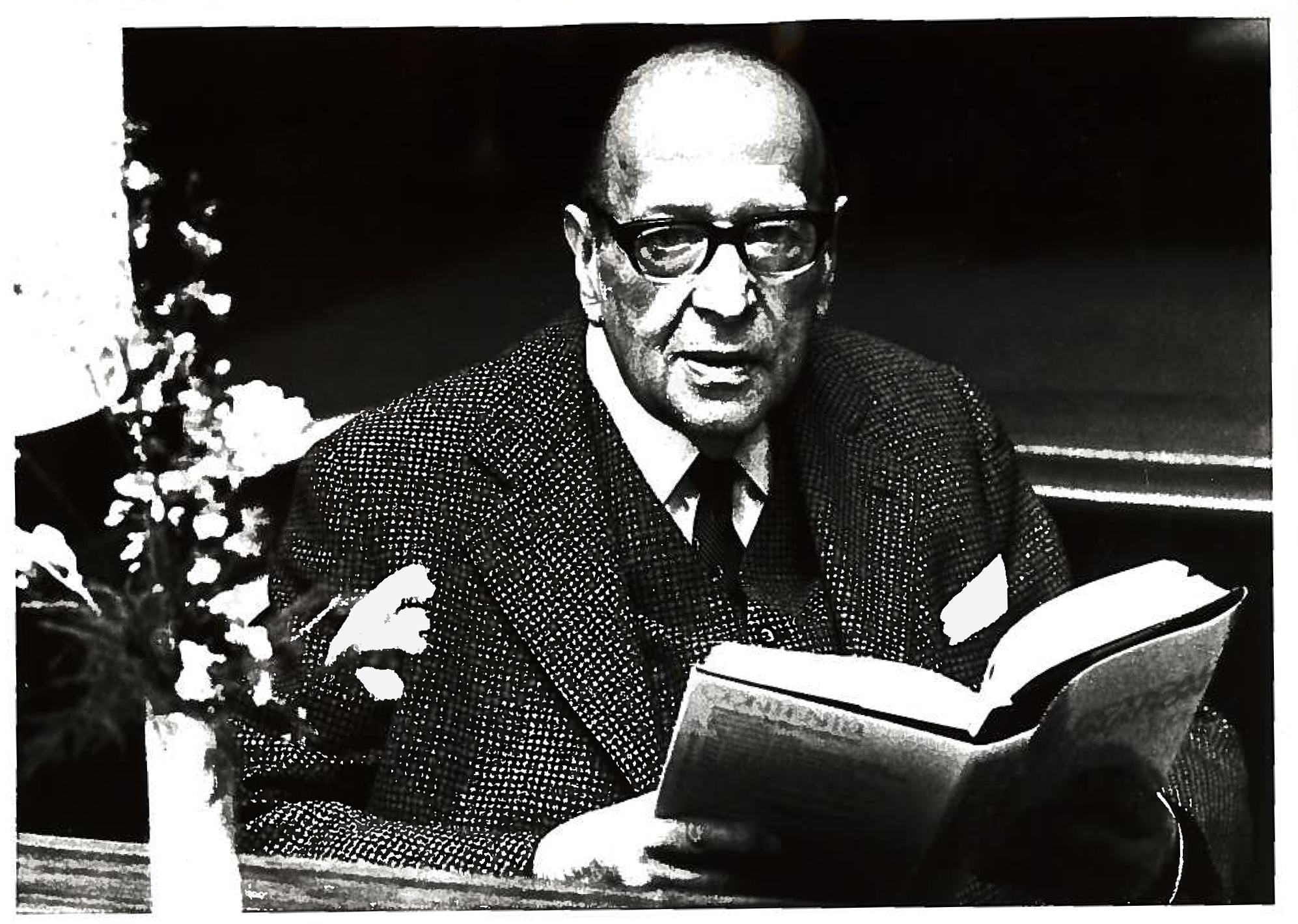 Horkheimer reading a copy of The Dialectical Imagination, just after it came out and shortly before his death.