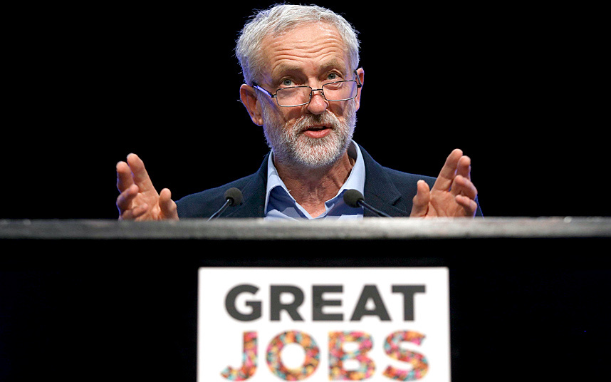 Jeremy Corbyn addresses the Trades Union Congress (TUC) conference in Brighton in 2015.